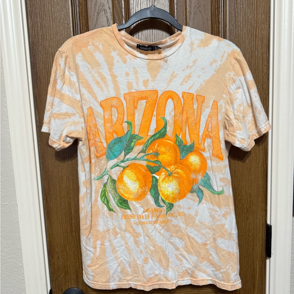 Boohoo Cream and Orange Tie-Dye Tee